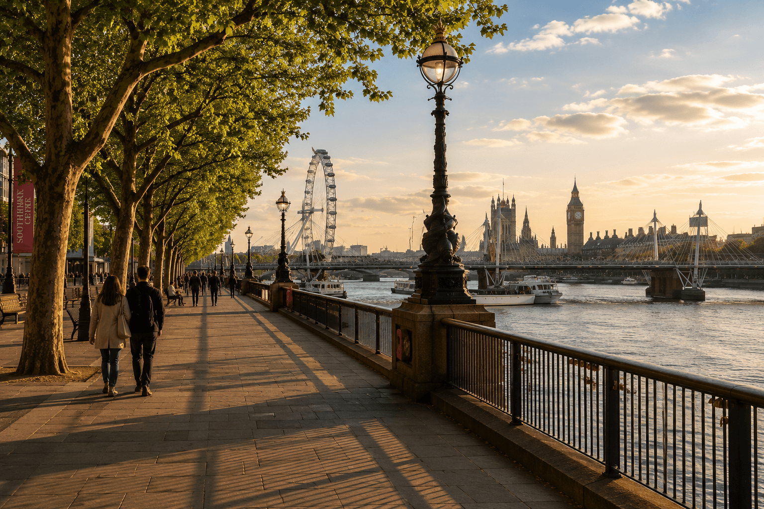 South Bank promenade beside the River Thames